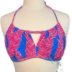 NWT Bikini top by Vineyard Vines palm pattern azure blue size extra small